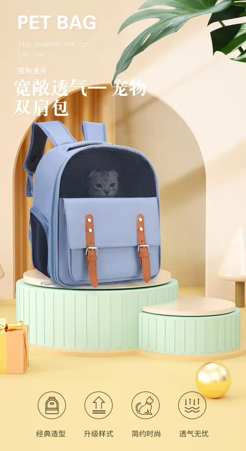 Mochila porta mascotas transpirable con acceso y estructura