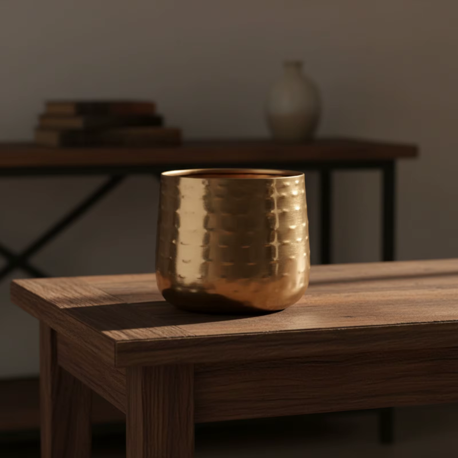 Macetero de Hierro Martillado Redondo con Asas – Decoración Moderna - imagen 4