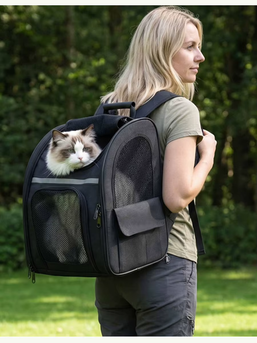 Mochila transportadora gato expandible malla sombra senderismo viaje - imagen 4