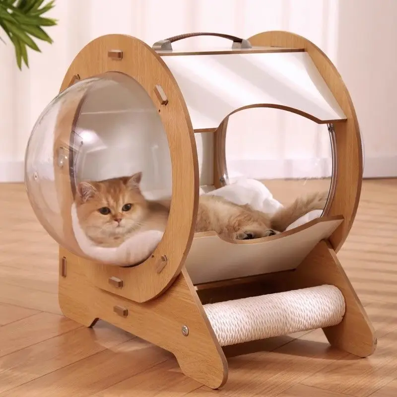 Cama cápsula de madera para gatos – nido acogedor y transpirable - imagen 2