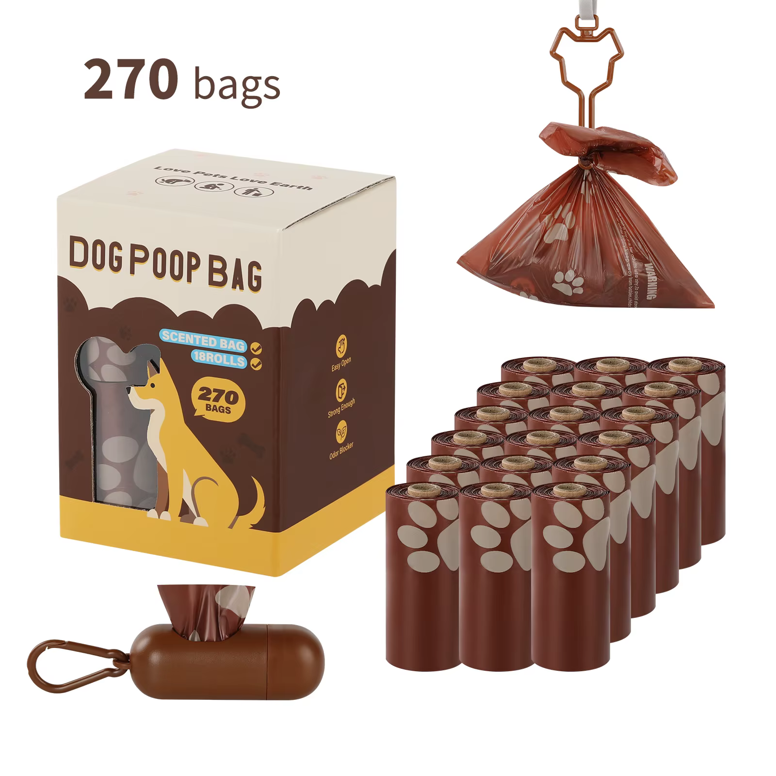 Dispensador de bolsas para perros y gatos portátil limpieza exterior
