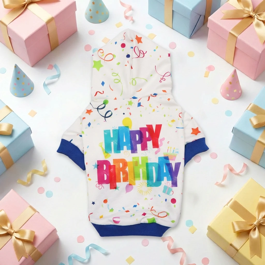 Sudadera con capucha Feliz Cumpleaños para perros y gatos pequeños - imagen 4