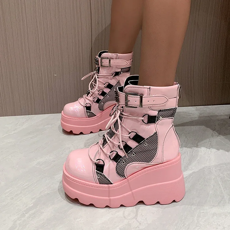 Botines plataforma tacón alto mujer otoño – Modernos con cierre lateral
