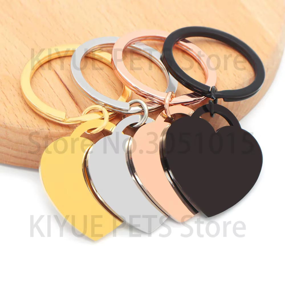 Placa identificativa de acero para perros y gatos – Corazón grabable - imagen 5