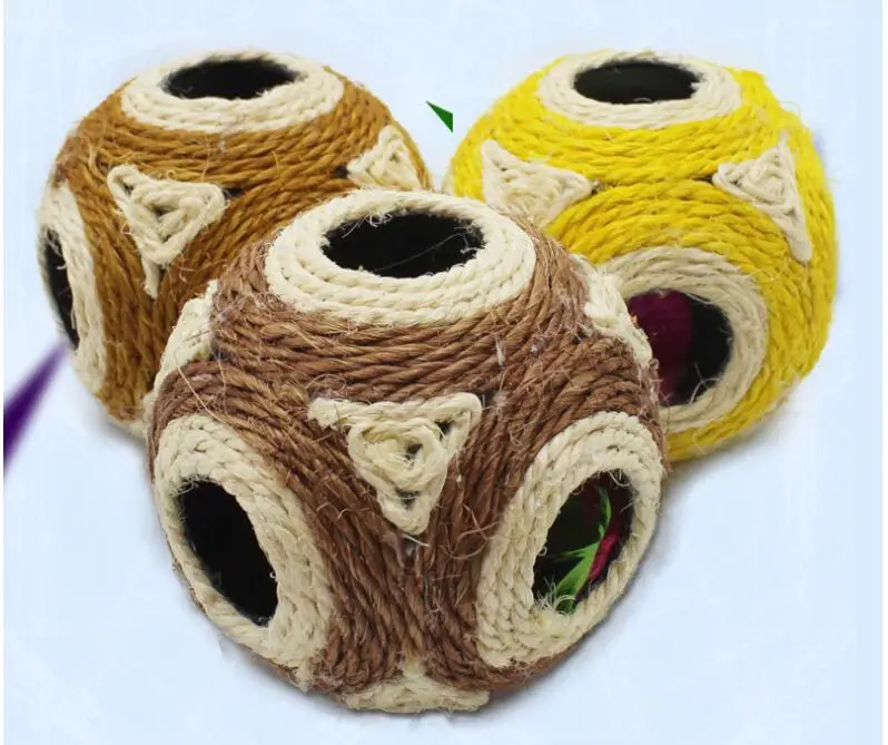 Bola de sisal interactiva para gatos vista frontal