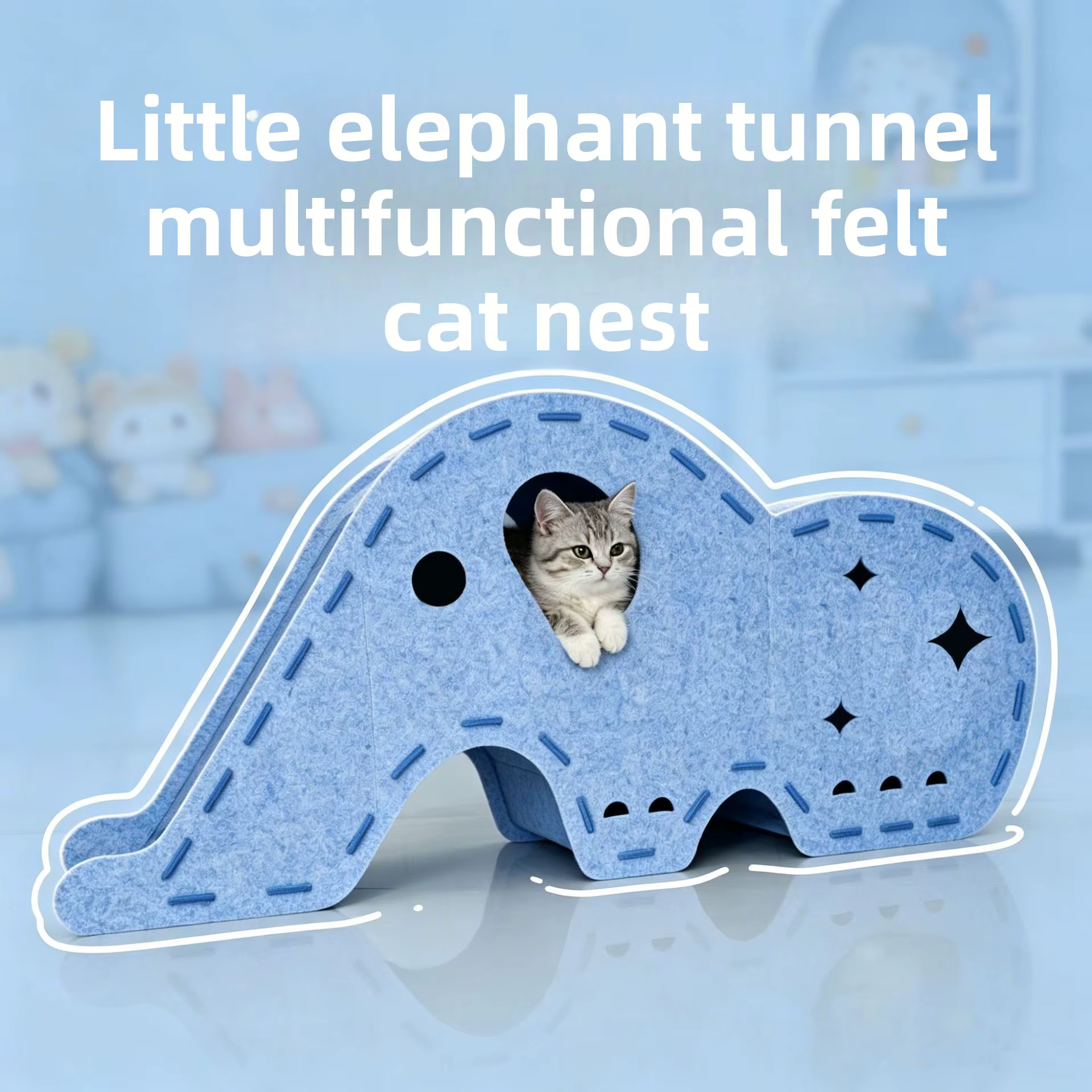 Túnel de fieltro para gatos con nido cerrado y juguete - imagen 5
