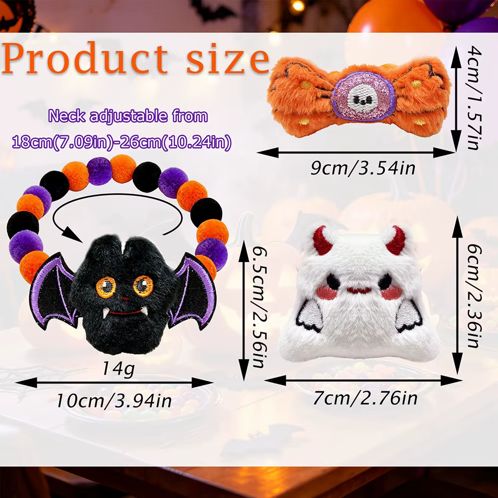 Collares de Halloween con Pompones para Gatitos y Cachorros Pequeños - imagen 3