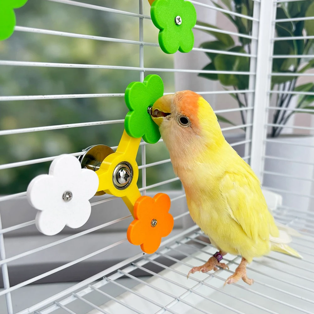 Juguete giratorio para loros y periquitos: molino flor para jaula - imagen 4