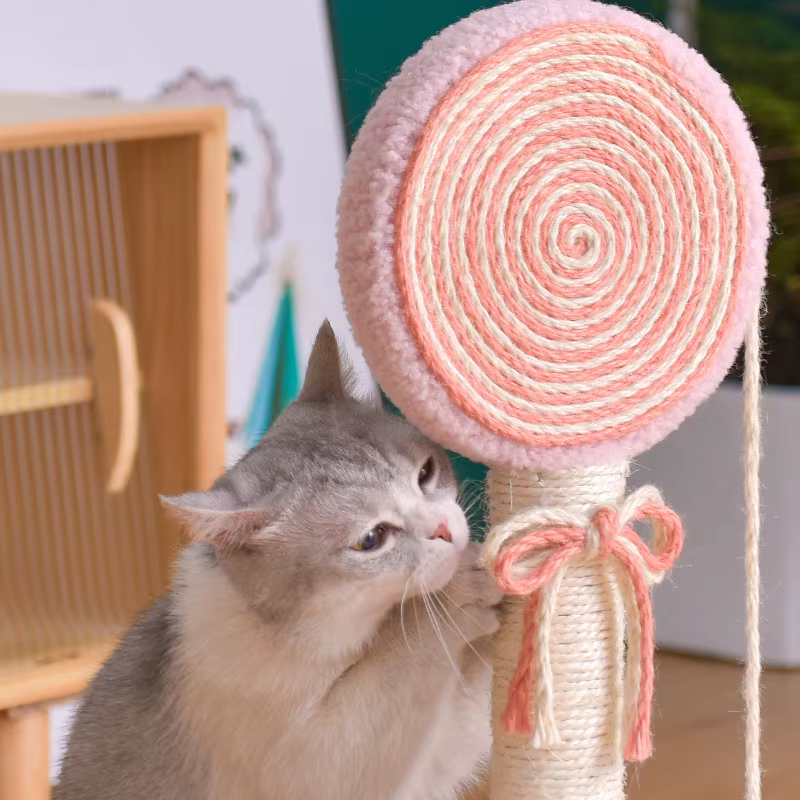 Rascador para gatos de sisal vertical con bola colgante y piruleta - imagen 5