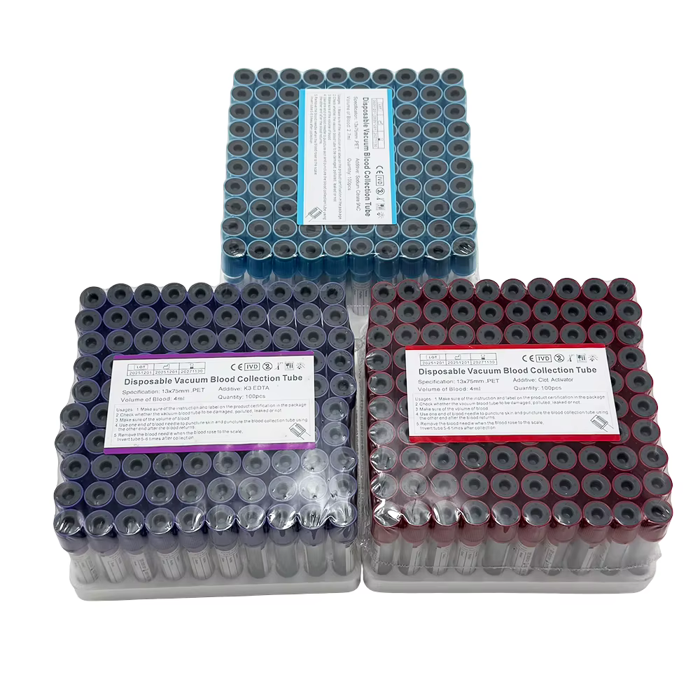 Tubo veterinario de recolección de sangre al vacío con tapa azul