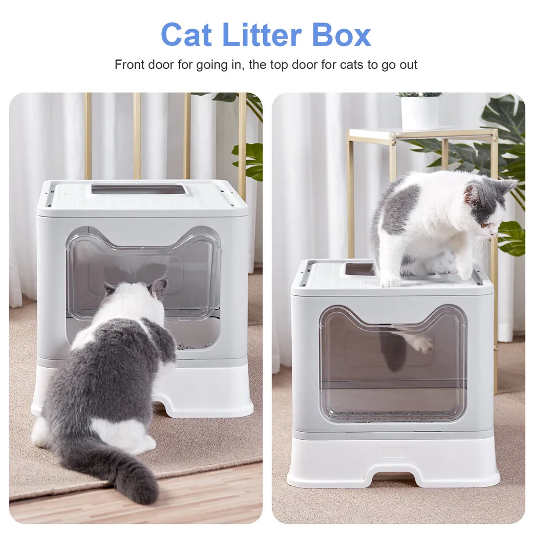 Caja de arena grande para gatos con cajón antisalpicaduras y pala - imagen 4