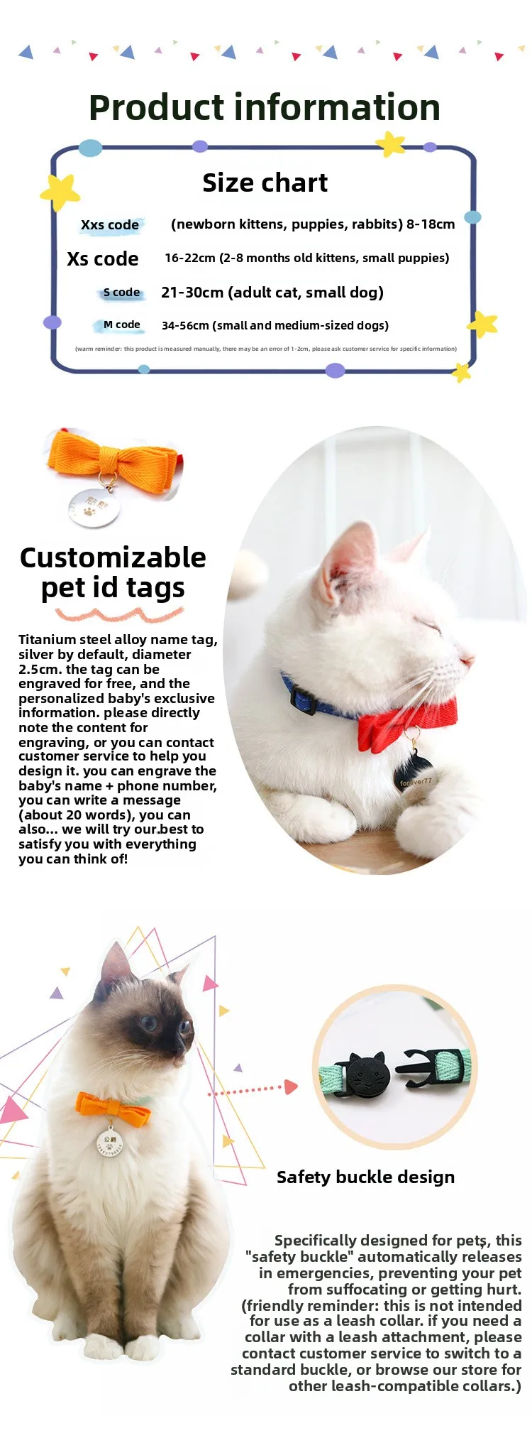 Collar para mascotas con diseño dulce y campana