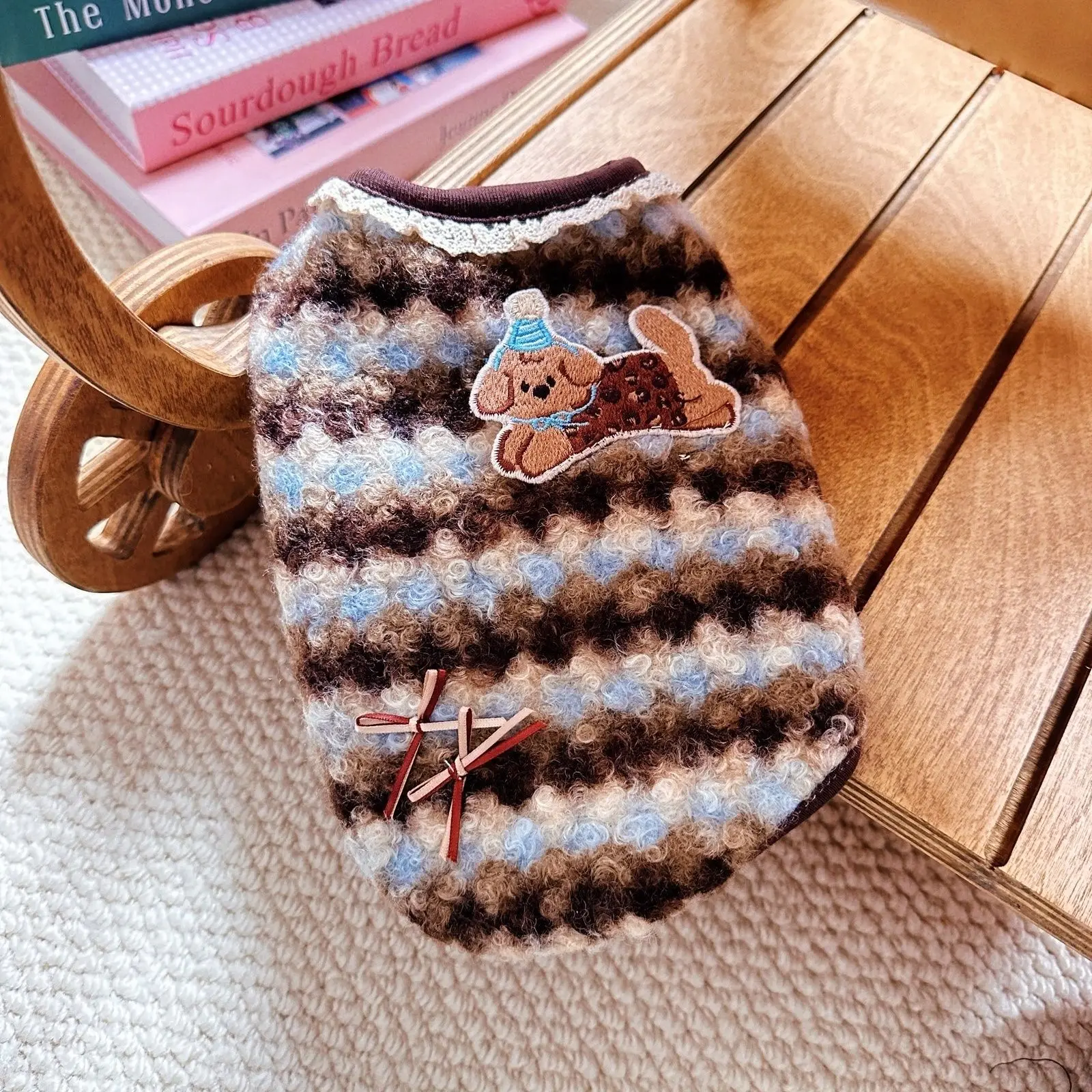 Chaqueta a Rayas con Capucha para Gato Teddy – Chaleco Grueso de Invierno