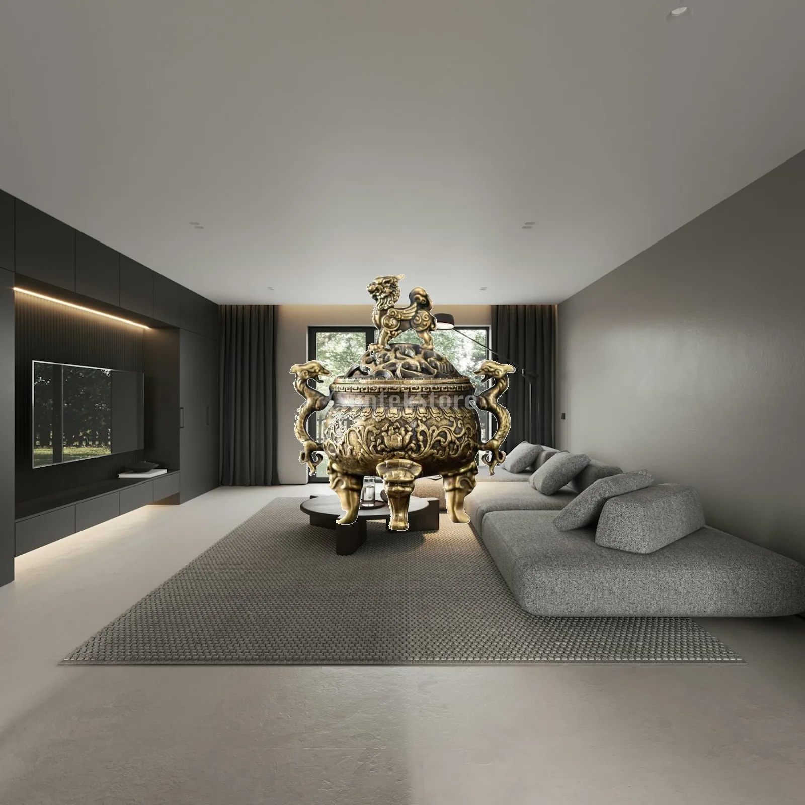 Quemador Incienso Cobre con Asas León – Decoración Mesa Interior - imagen 5