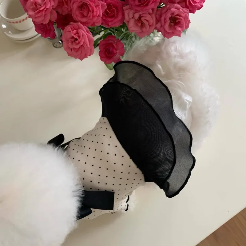 Vestido de verano con volantes y lazo para perros y gatos Caniche - imagen 4