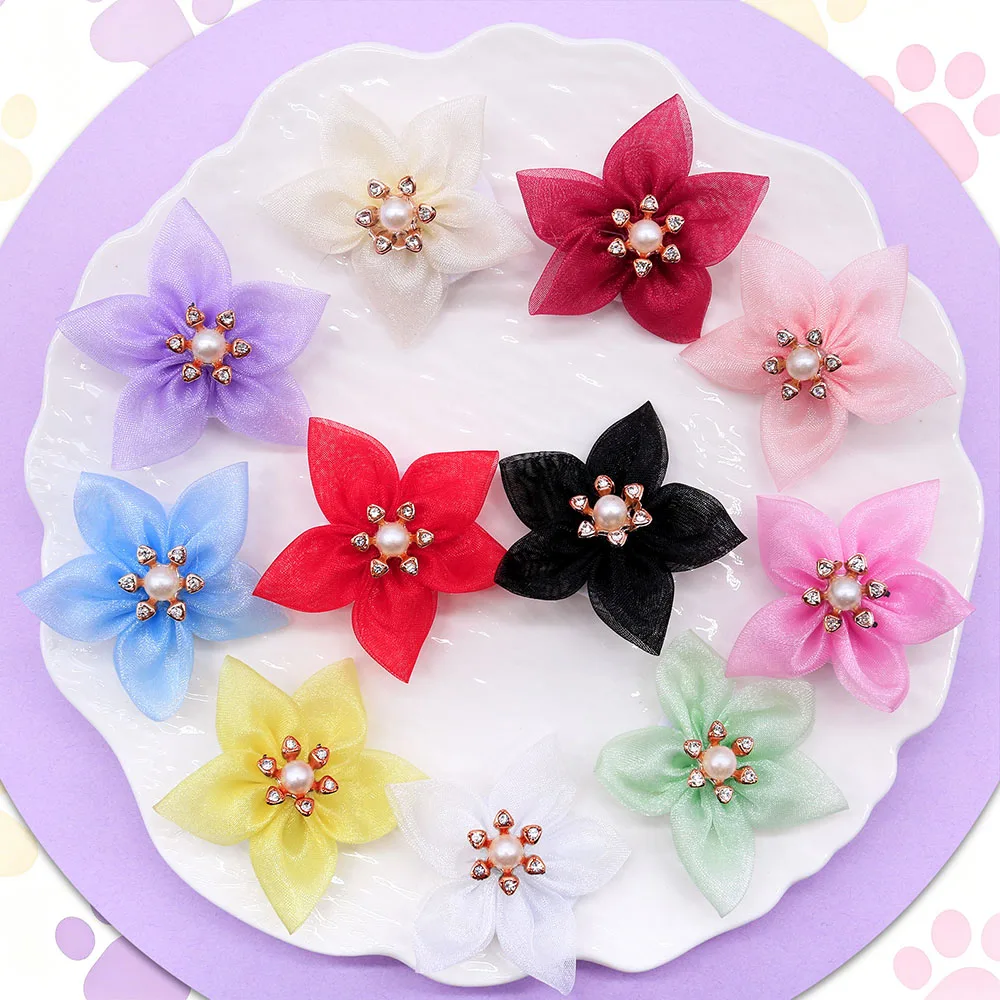 Collar con lazo para perros con flores y diamantes removibles - imagen 4