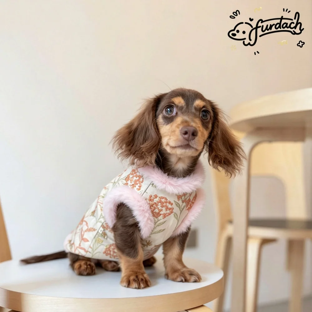 Abrigo de lana rosa tipo Cheongsam para perros, cálido invierno