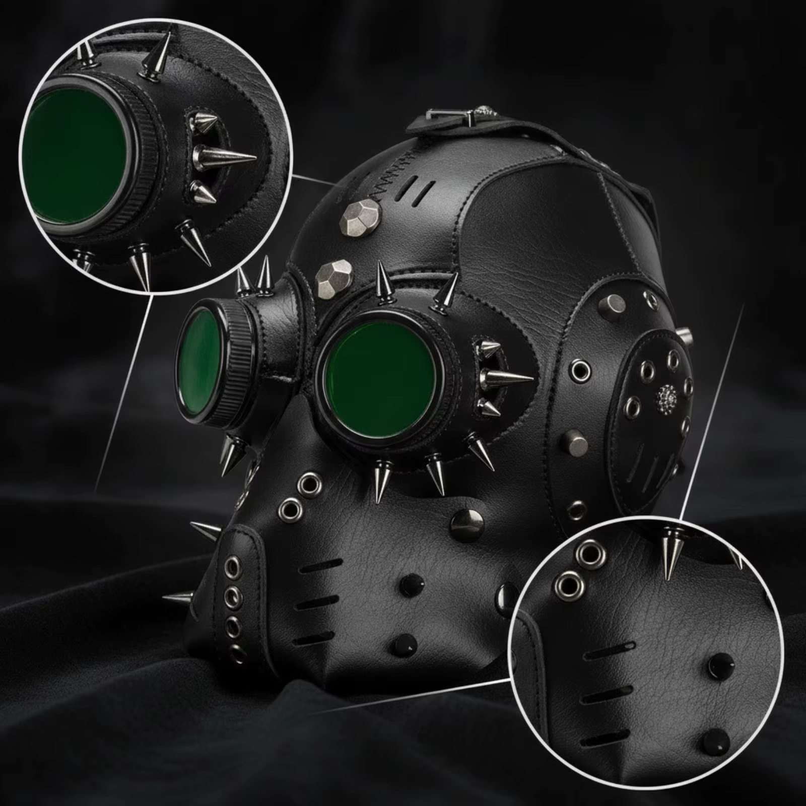 Máscara steampunk mecánica con remaches para Halloween y cosplay - imagen 3