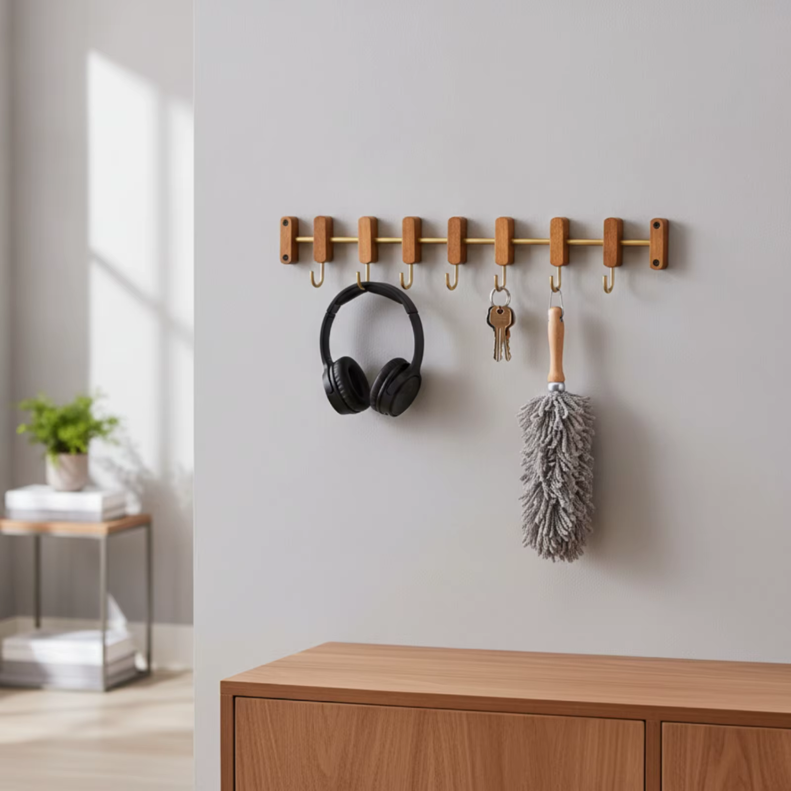 Perchero de Pared con Ganchos Deslizantes – Organizador para Bolsas y Abrigos - imagen 4