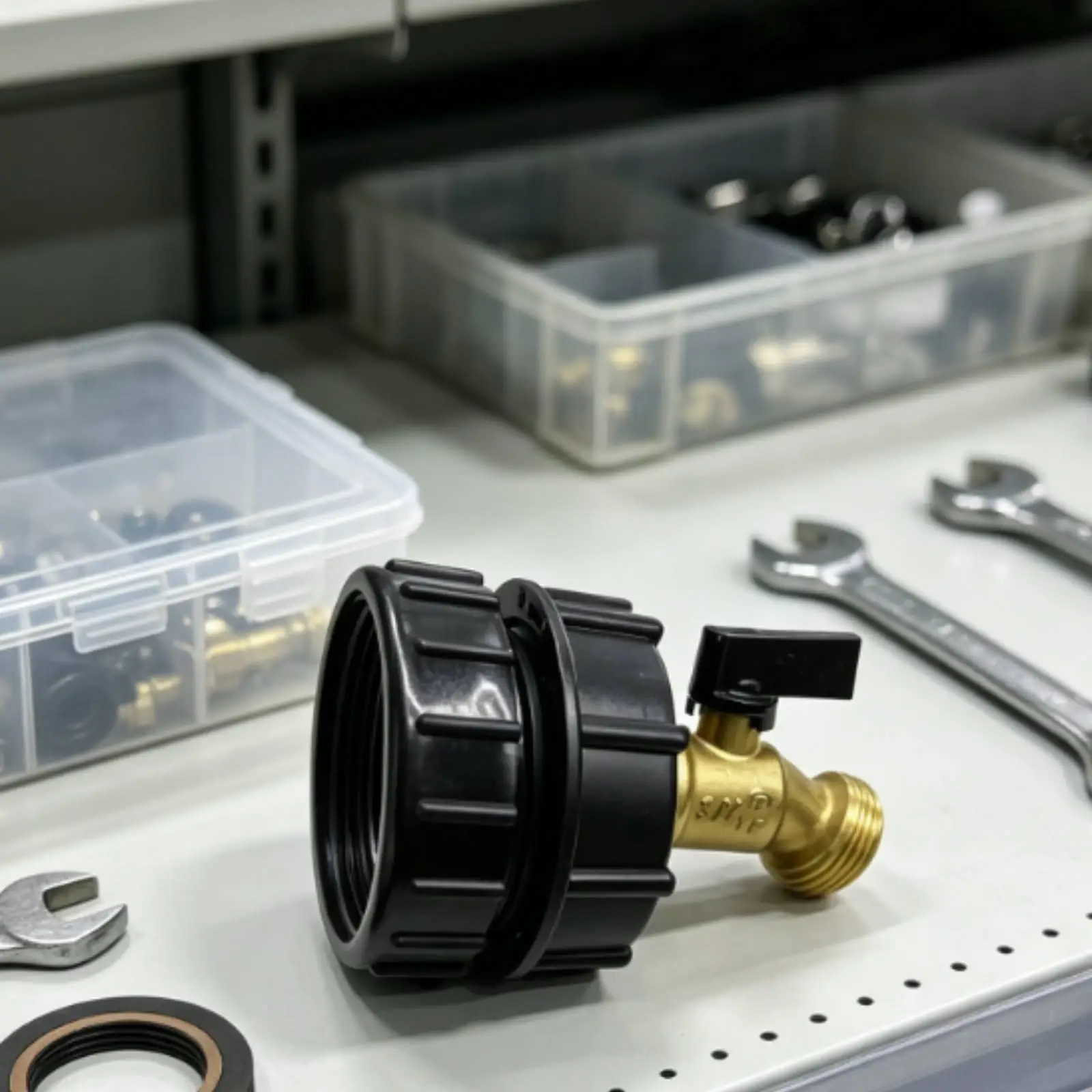Adaptador IBC con grifo en ángulo – Conexión para contenedor de agua - imagen 4