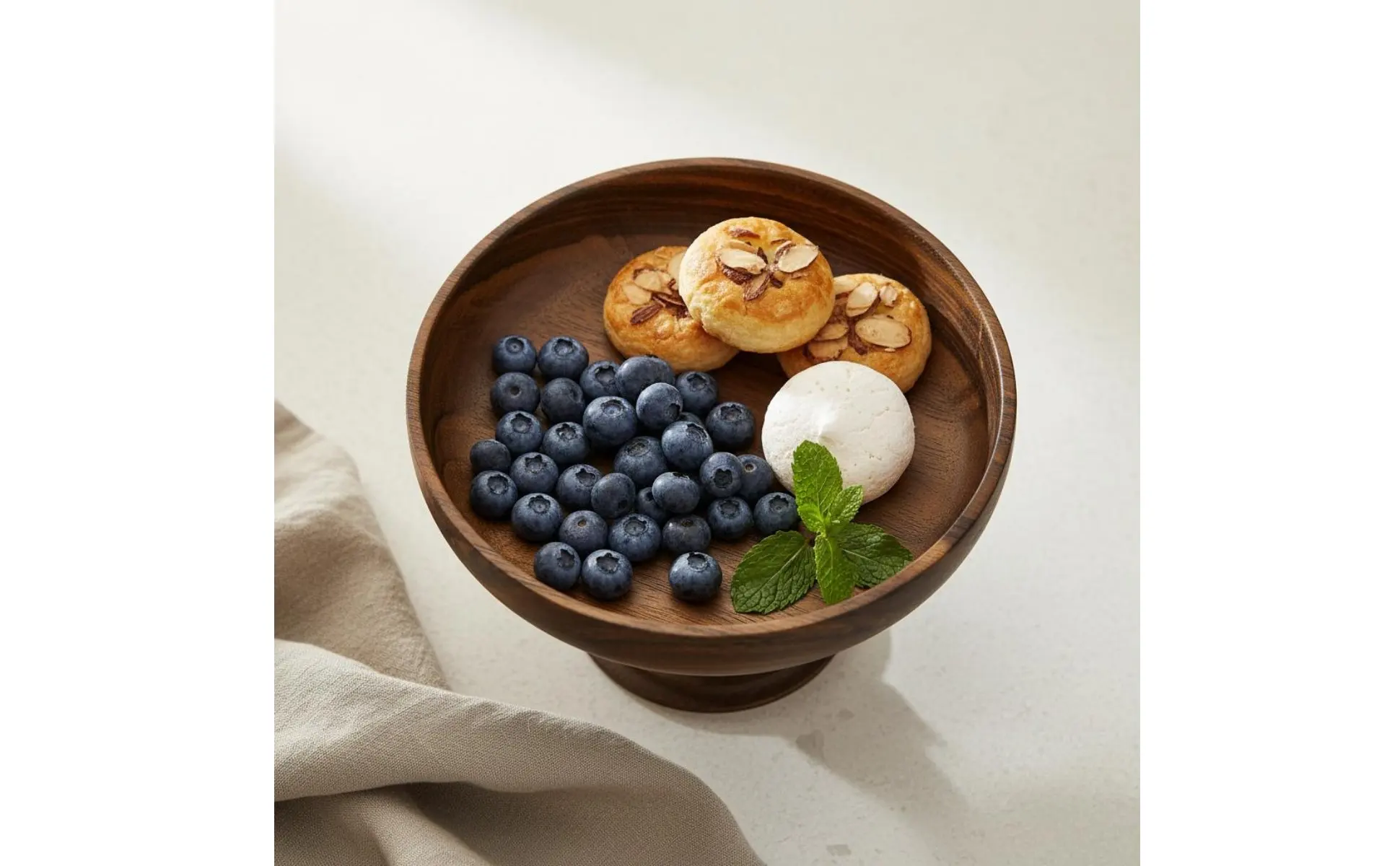 Bandeja de madera elevada para servir postres y aperitivos