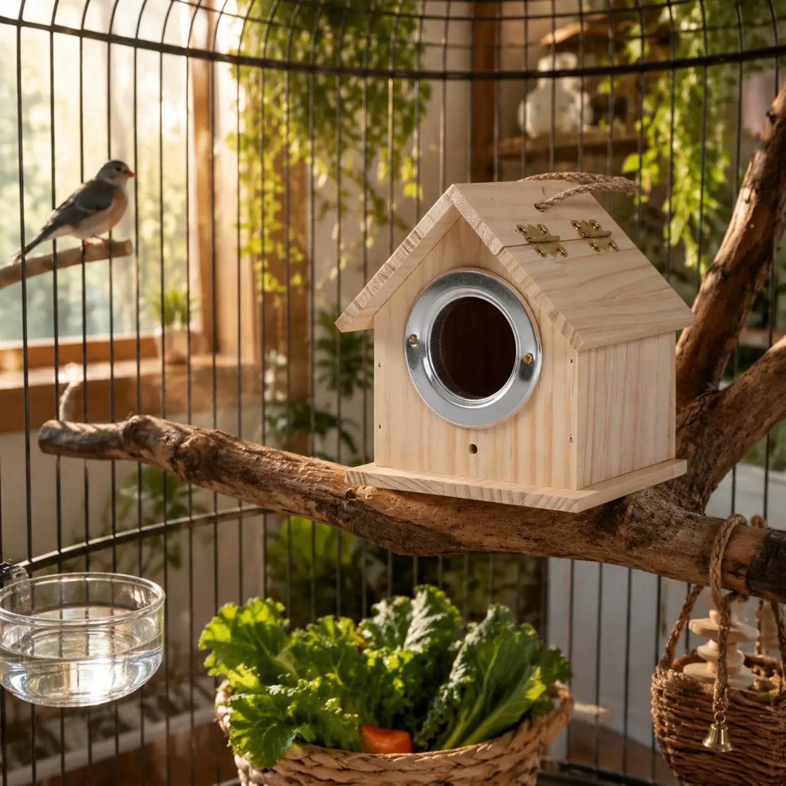 Caja de cría para loros: nido de madera cálido, fácil montaje - imagen 4