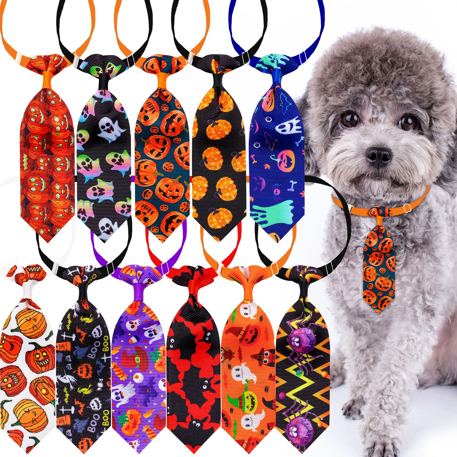Corbata de perro con calavera en primer plano