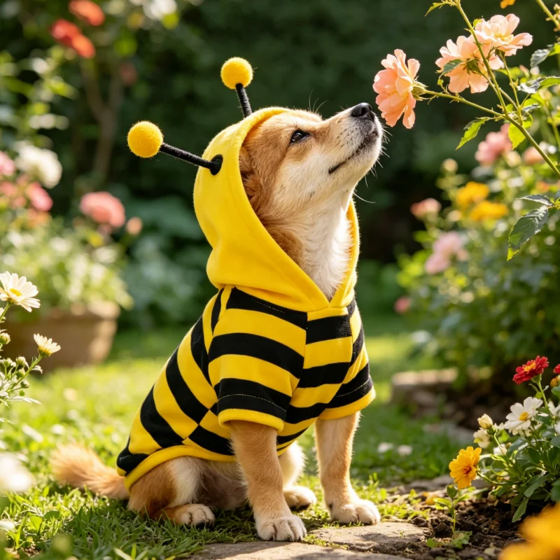 Detalle de la capucha con diseño de abeja