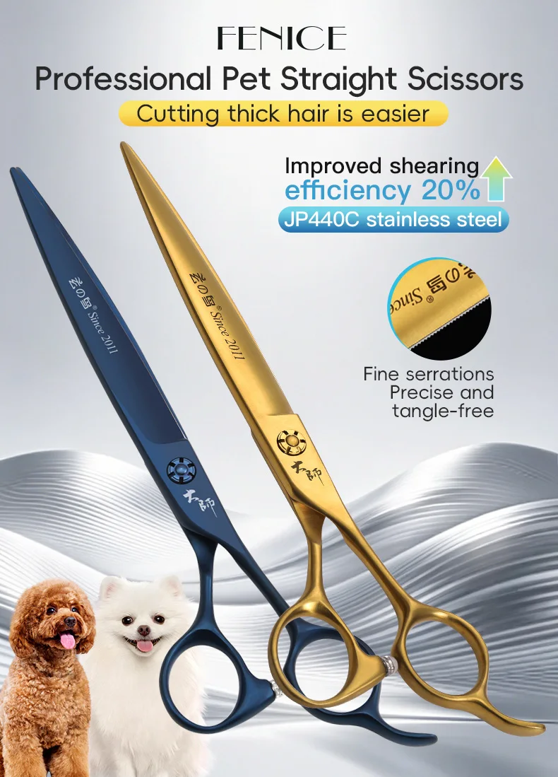 Tijeras de peluquería canina Fenice JP440C con hoja dentada