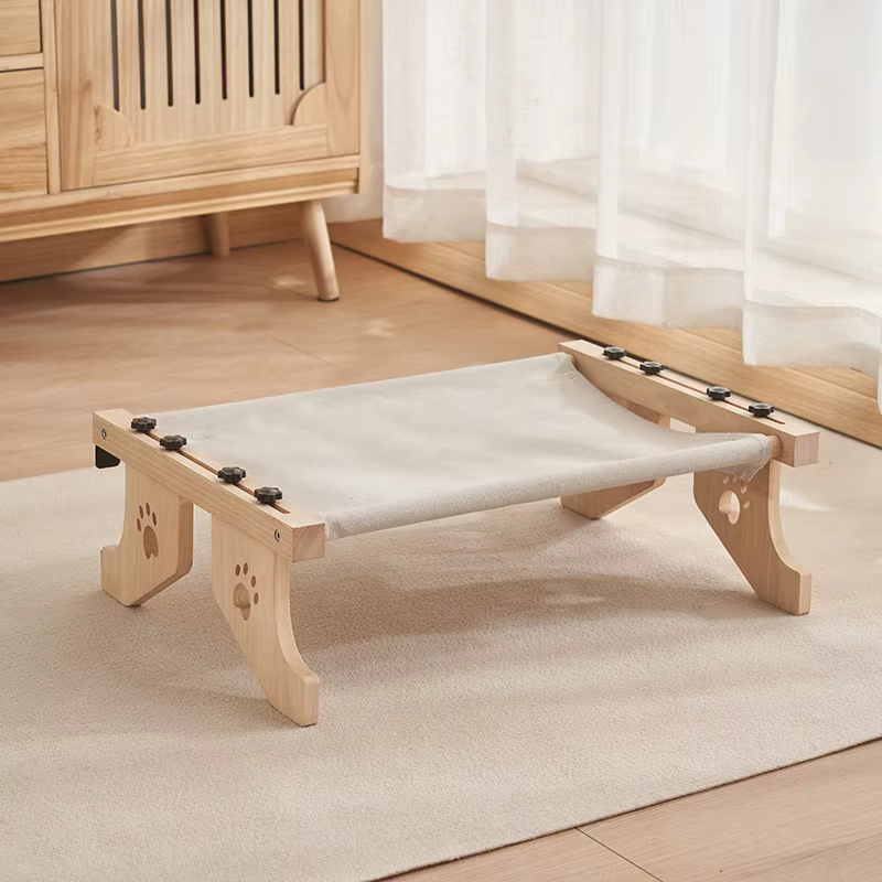 Cama hamaca colgante de madera para gatos, velcro balcón o ventana