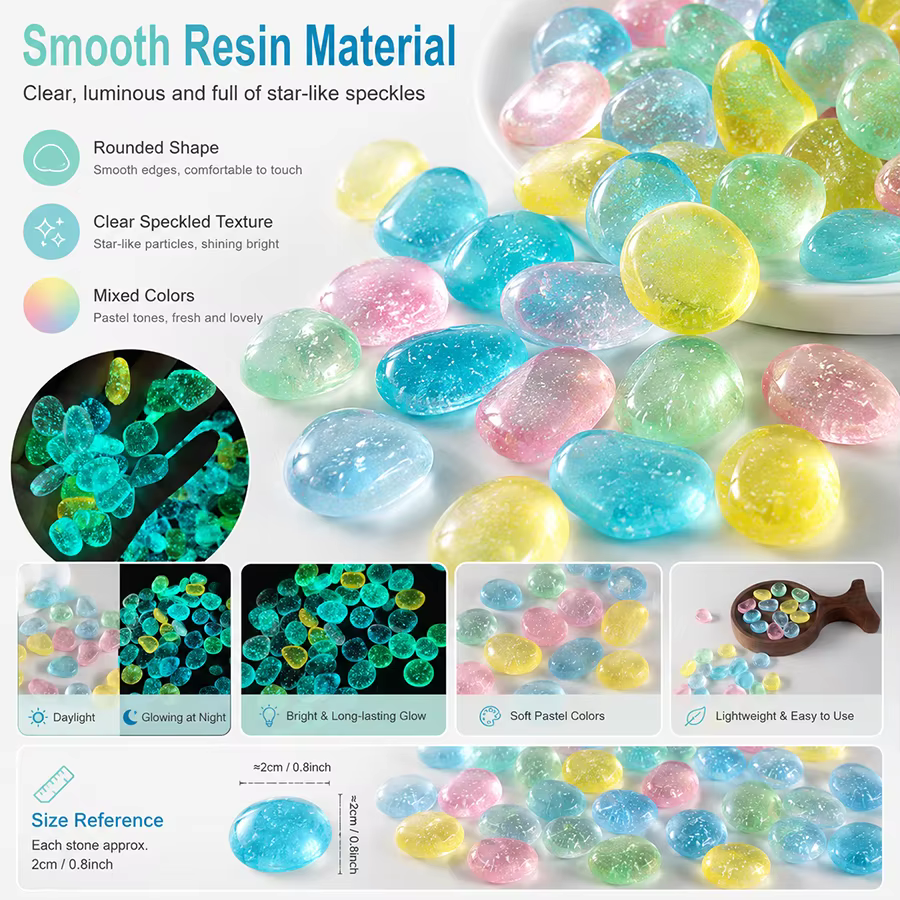 Piedras luminosas para acuario – Brillo en la oscuridad - imagen 4