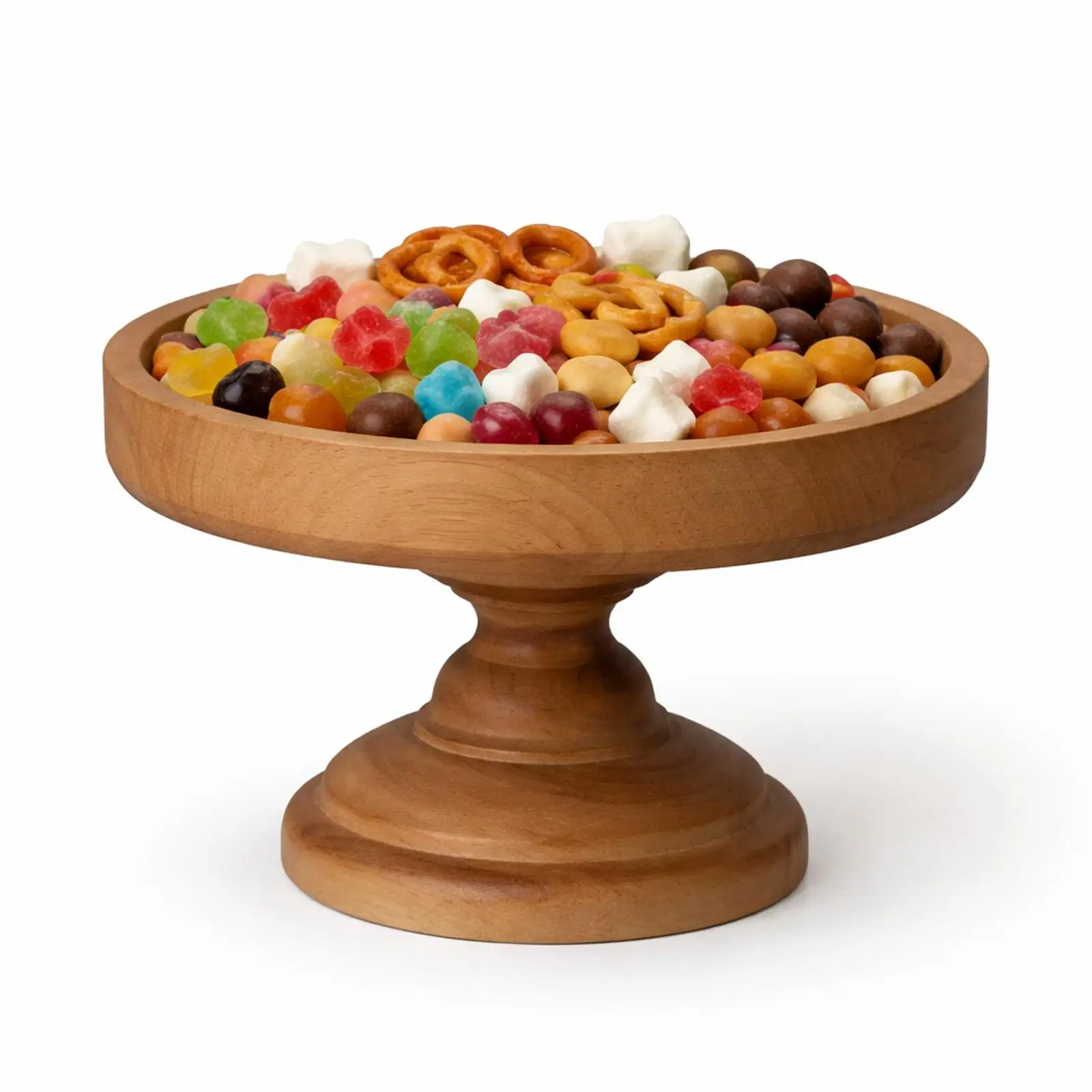 Soporte tartas madera rústico – Bandeja servir postres y frutas - imagen 2