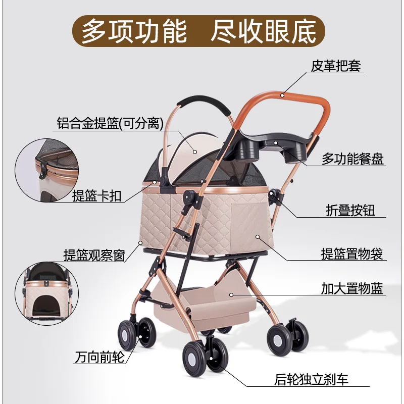 Carrito plegable y ligero para gatos y perros pequeños, exterior - imagen 3