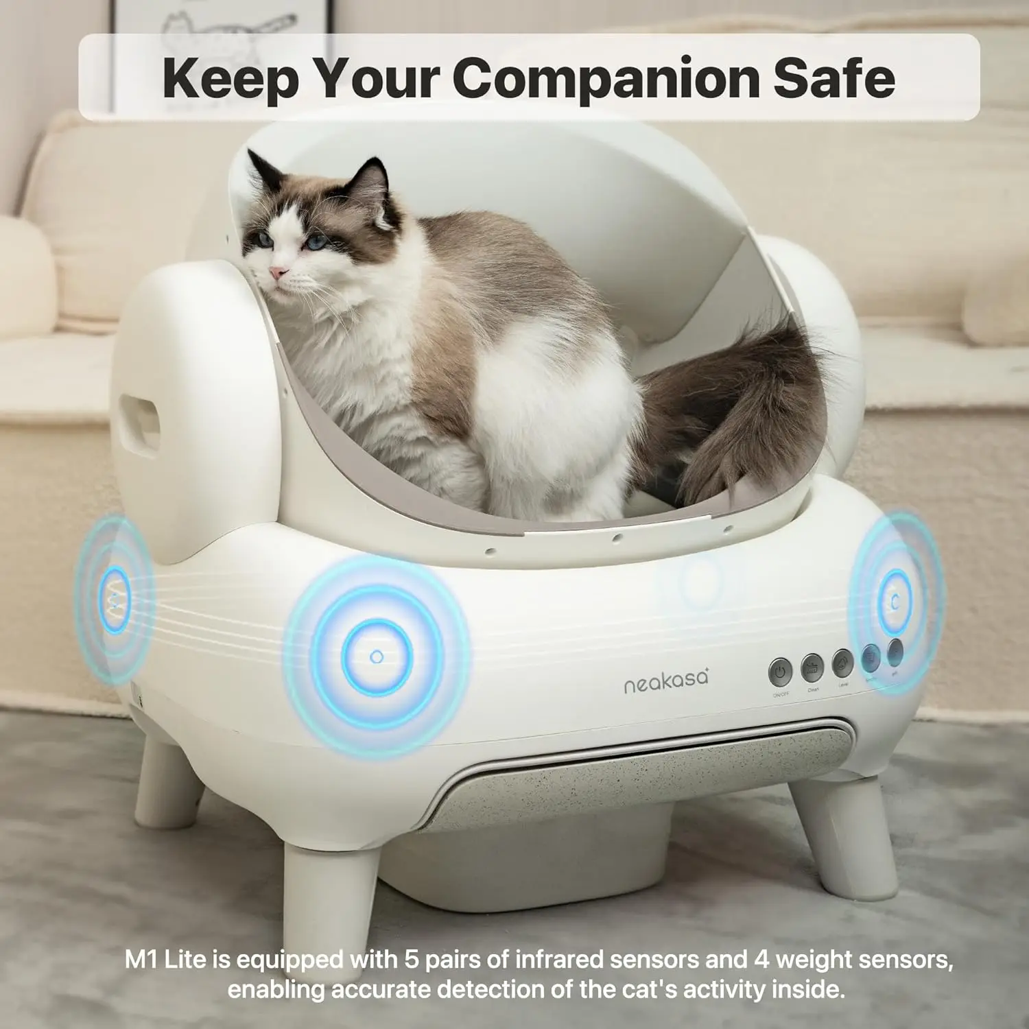 Bandeja de arena autolimpiante inteligente para gatos grandes con app - imagen 5