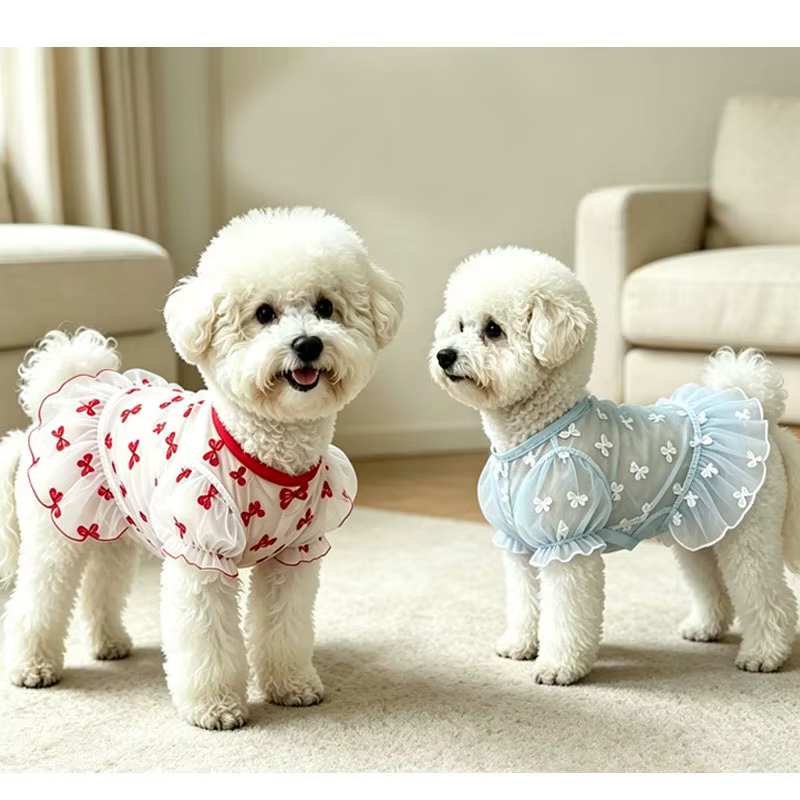 Vestido princesa para perro: verano lazo rojo y azul, Chihuahua - imagen 2