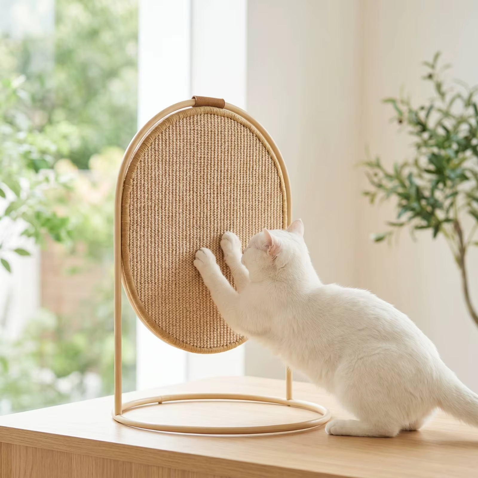 Rascador arqueado metálico para gatos de interior natural y duradero - imagen 4