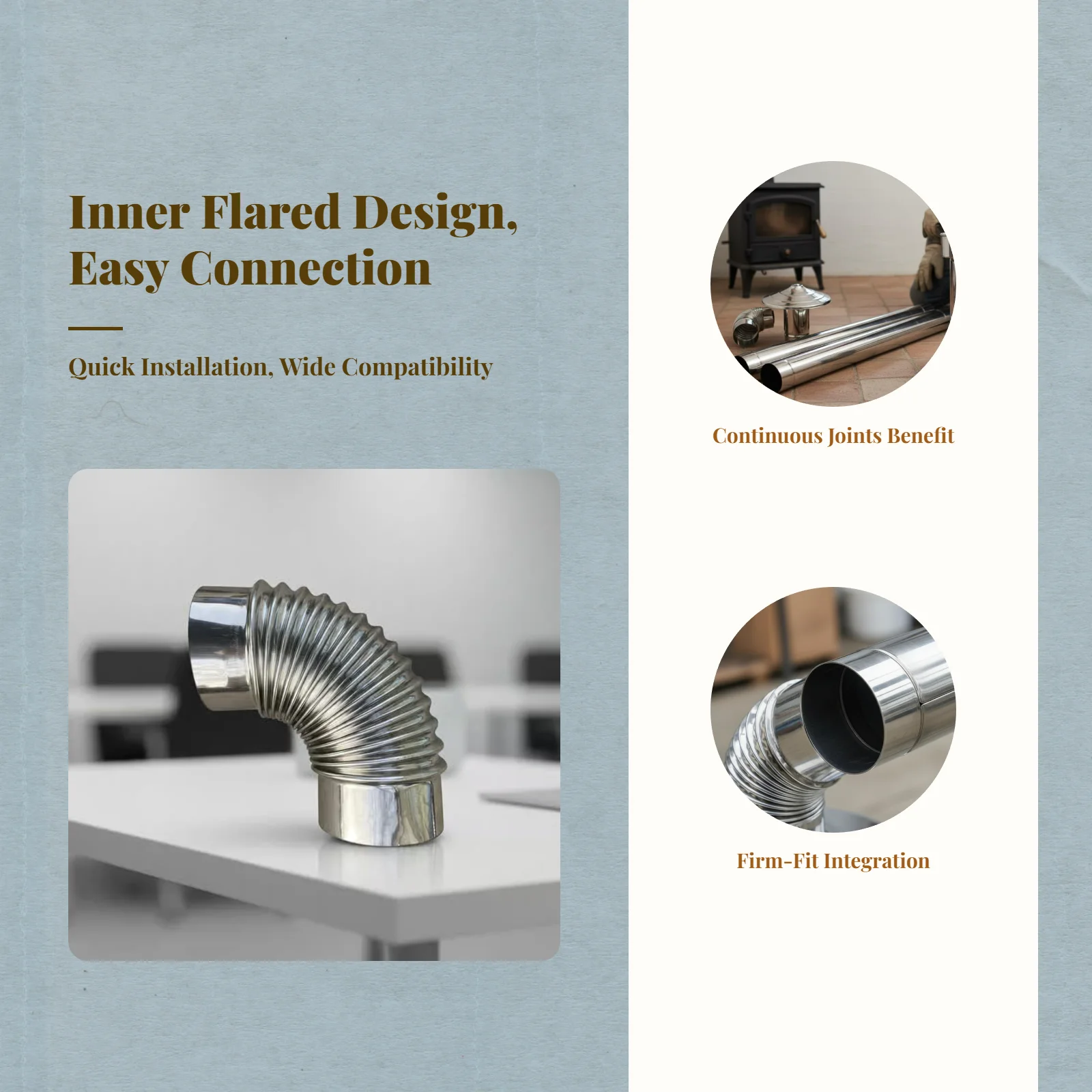 Codo acero inoxidable para tubo chimenea – Pieza para estufa y barbacoa - imagen 2