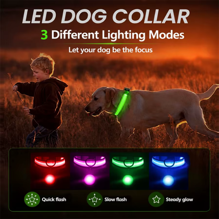 Collar luminoso para perros USB con luz LED nocturna intermitente - imagen 4
