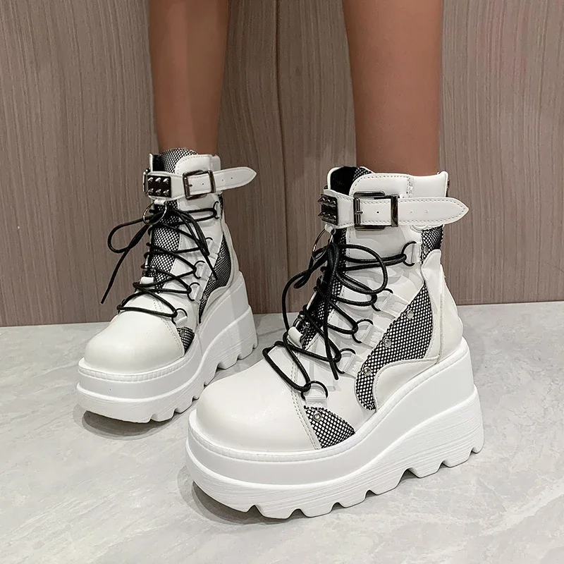 Botines plataforma tacón alto mujer otoño – Modernos con cierre lateral - imagen 3