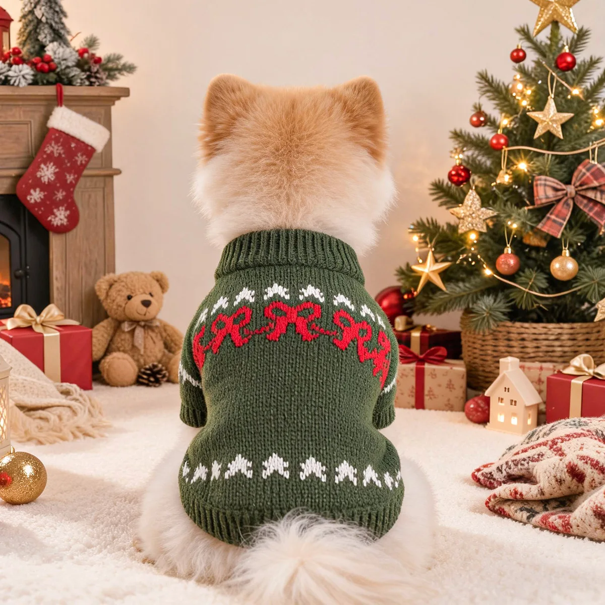 Suéter a Rayas Cuello Alto para Gatos y Perros Pequeños – Otoño e Invierno - imagen 2