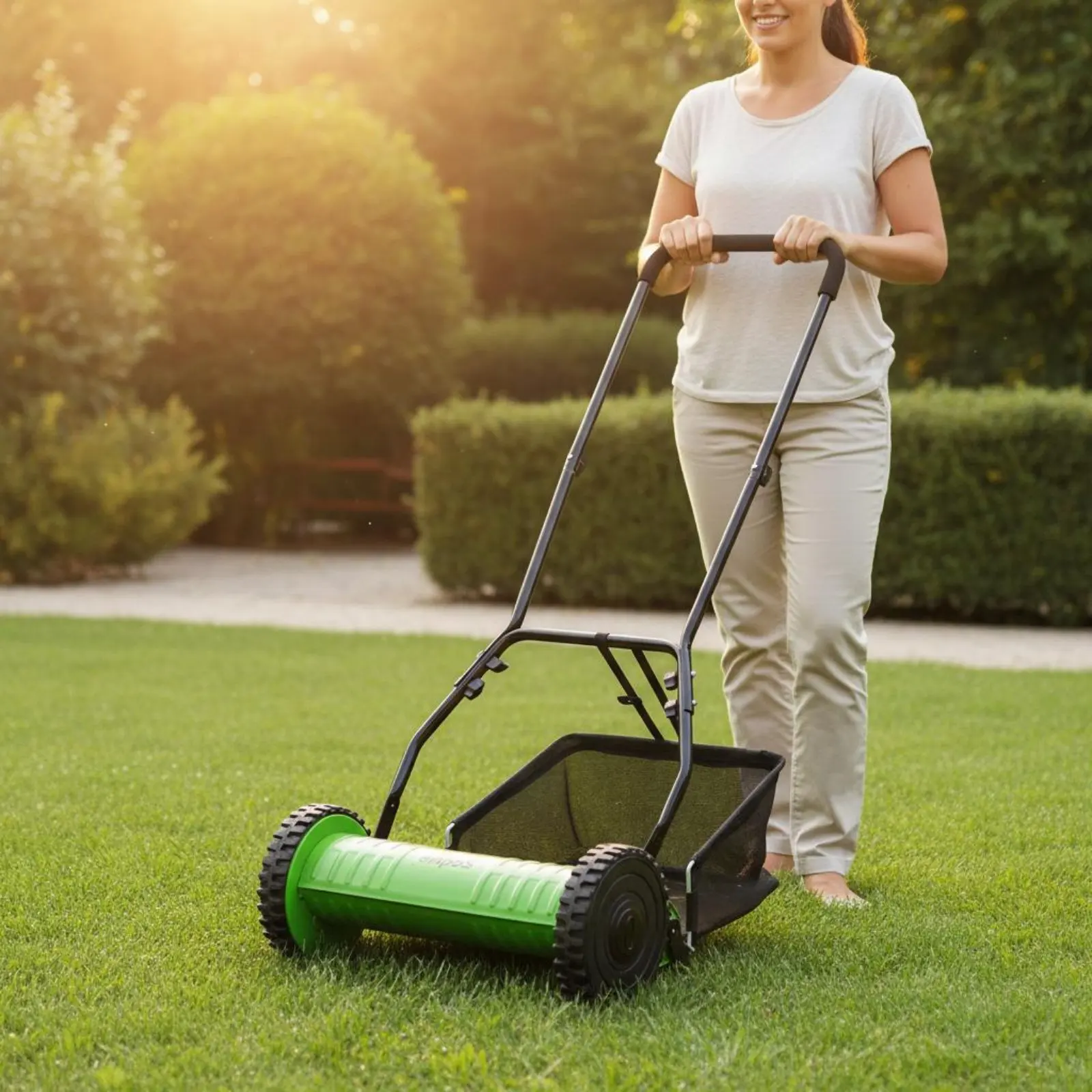 Cortacésped manual de empuje silencioso y ligero para jardín - imagen 3