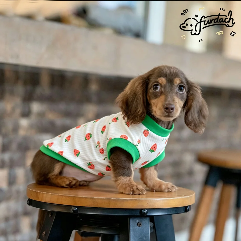 Chaleco suave de algodón para perros salchicha – estilo fresa - imagen 3