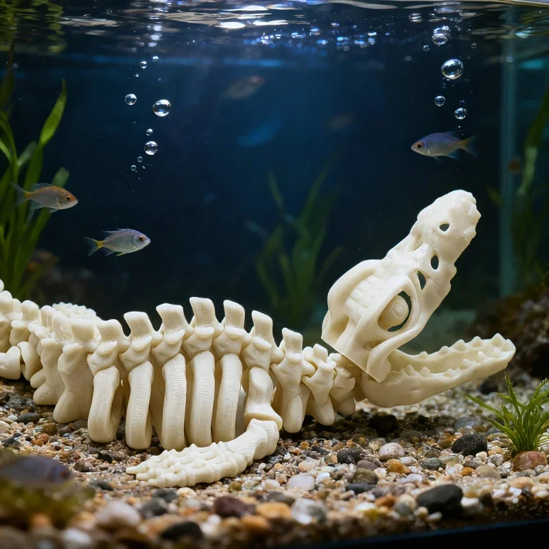 Esqueleto de Champsaurus para acuario con peces