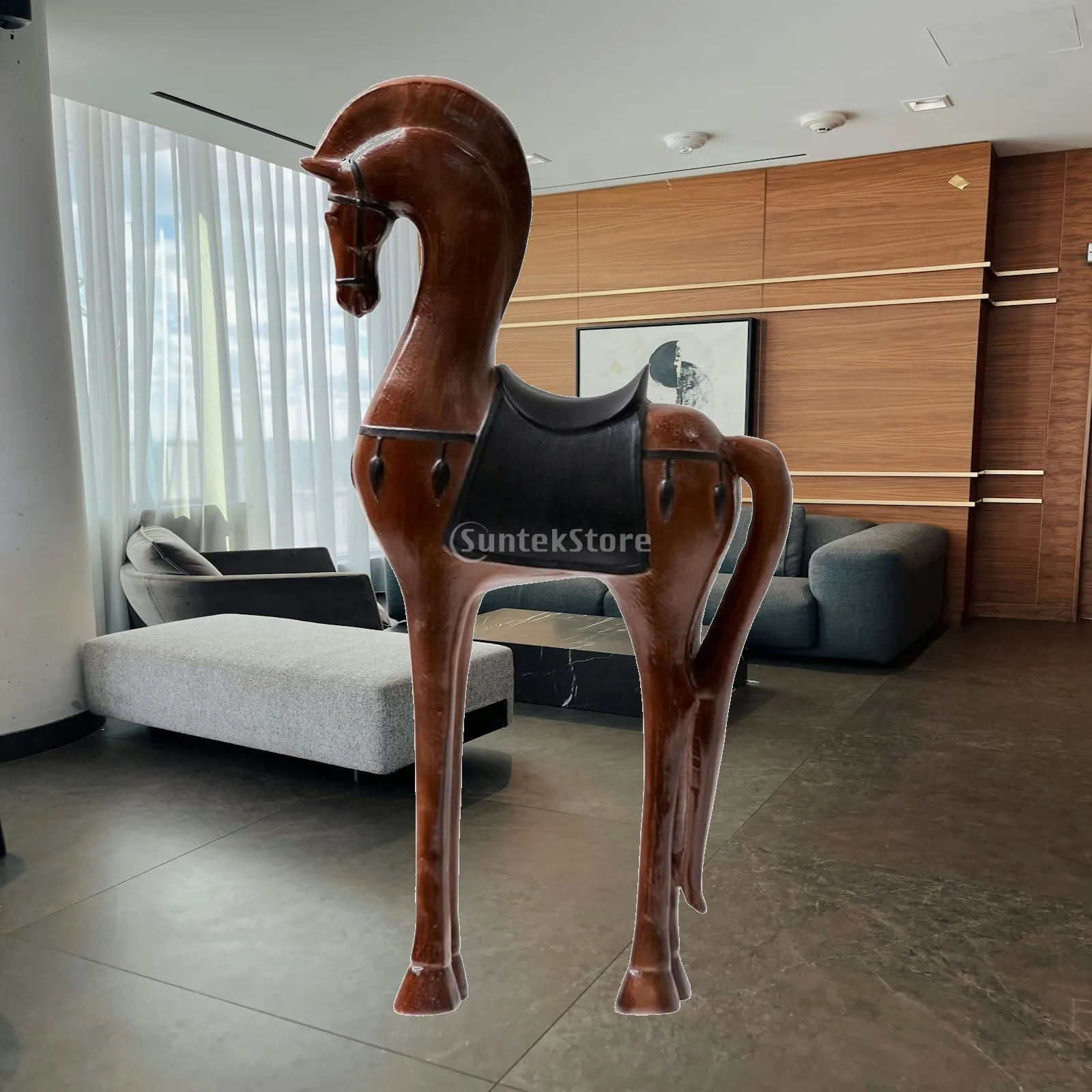 Figura decorativa de caballo tallado a mano en madera – Pieza artesanal y ecológica - imagen 5