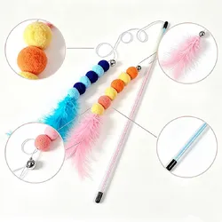 Juguete Interactivo para Gatos con Plumas, Campana y Rascador