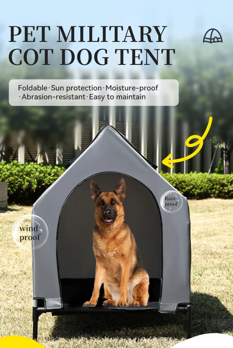 Cama elevada con tienda y protector solar para perro