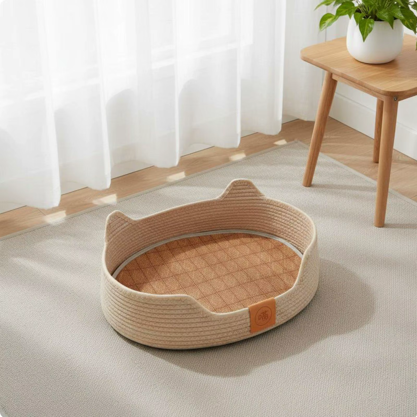 Cesta para mascotas con forma de orejas de gato