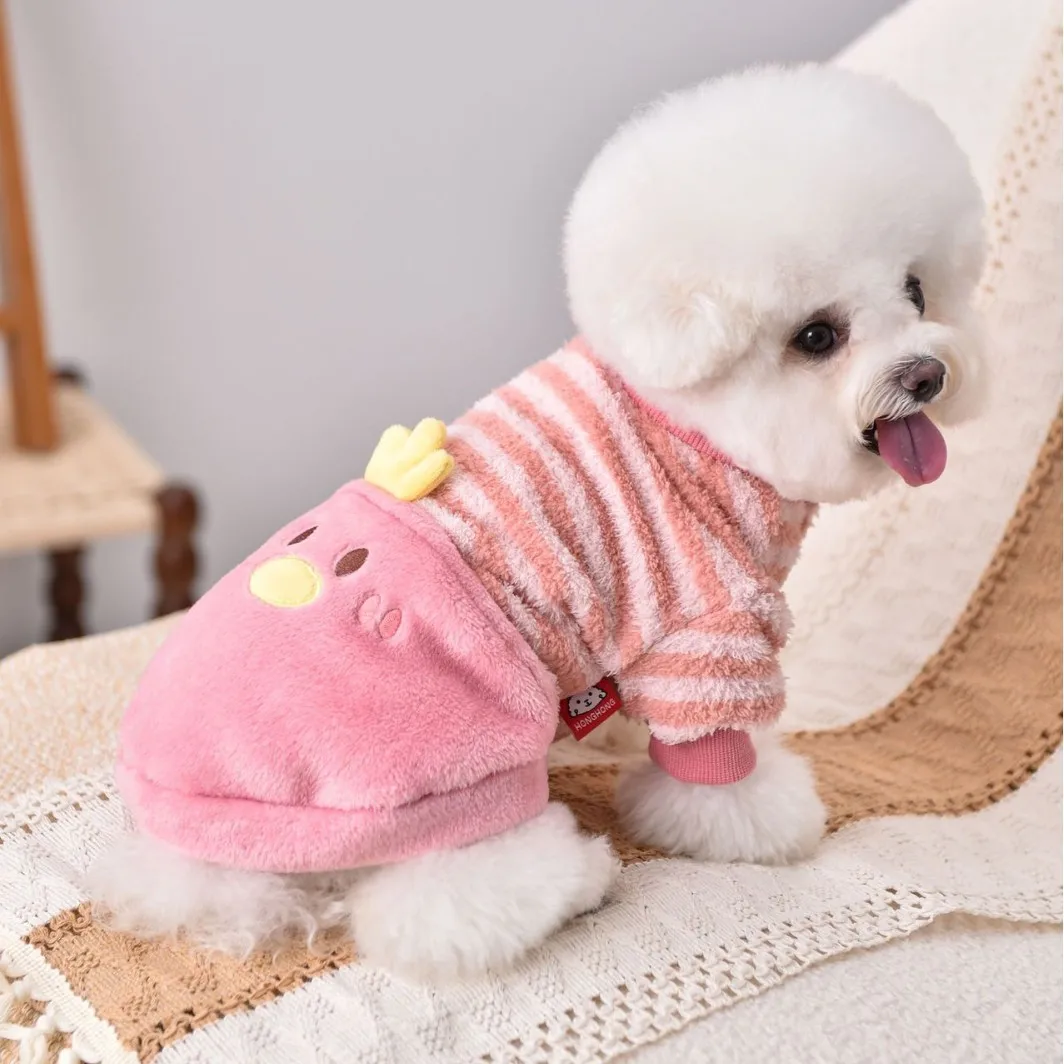 Abrigo a rayas de terciopelo para perros pequeños y cachorros - imagen 2