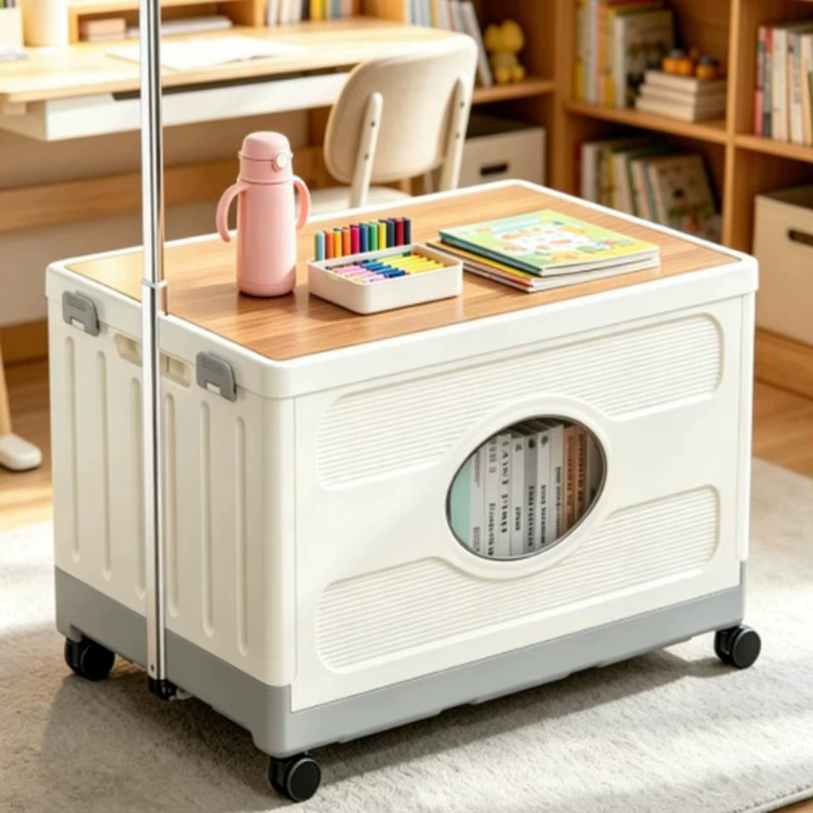 Carrito con ruedas y contenedor con tapa para gato y perro plegable - imagen 5