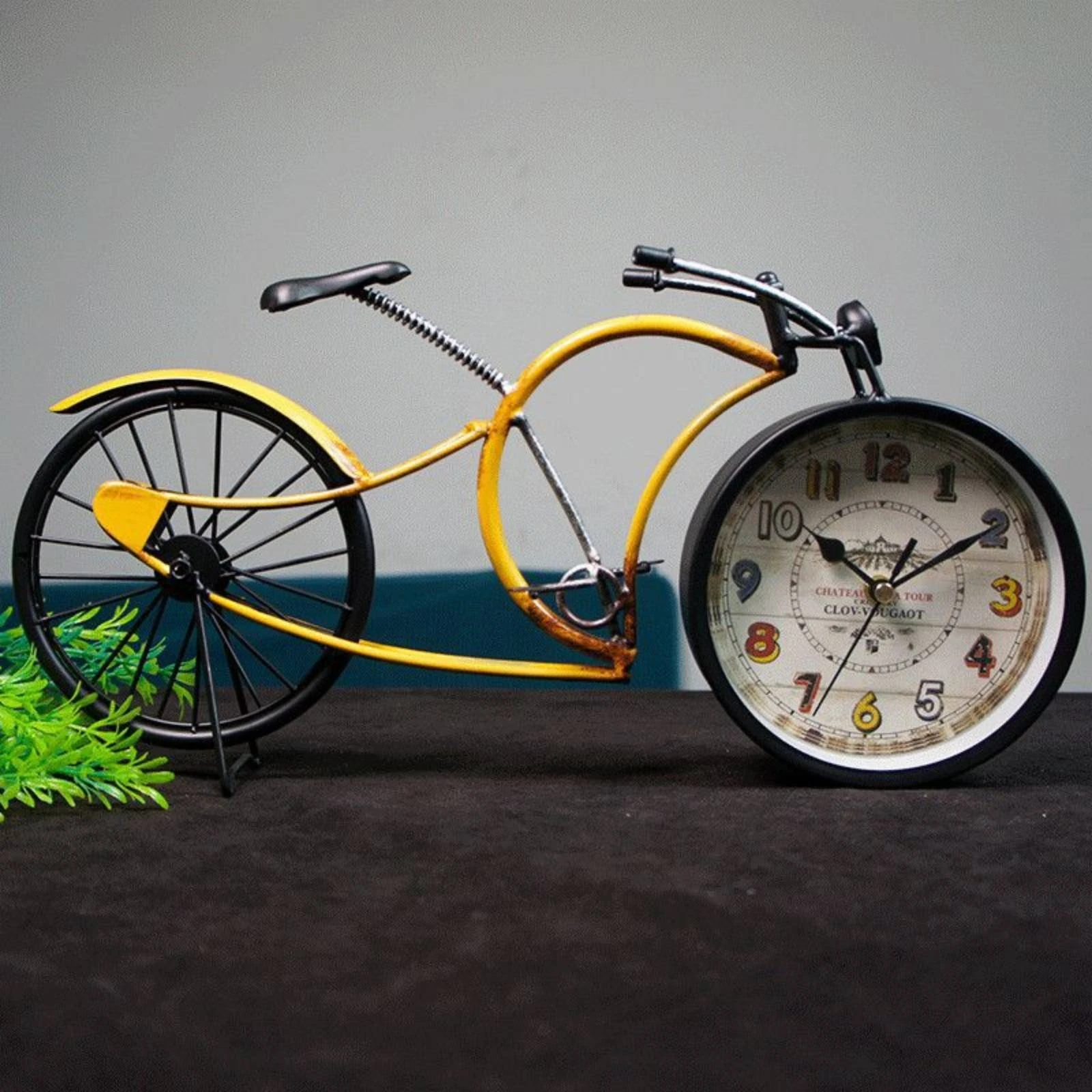 Reloj de pared vintage con forma de bicicleta, decoración artesanal - imagen 3